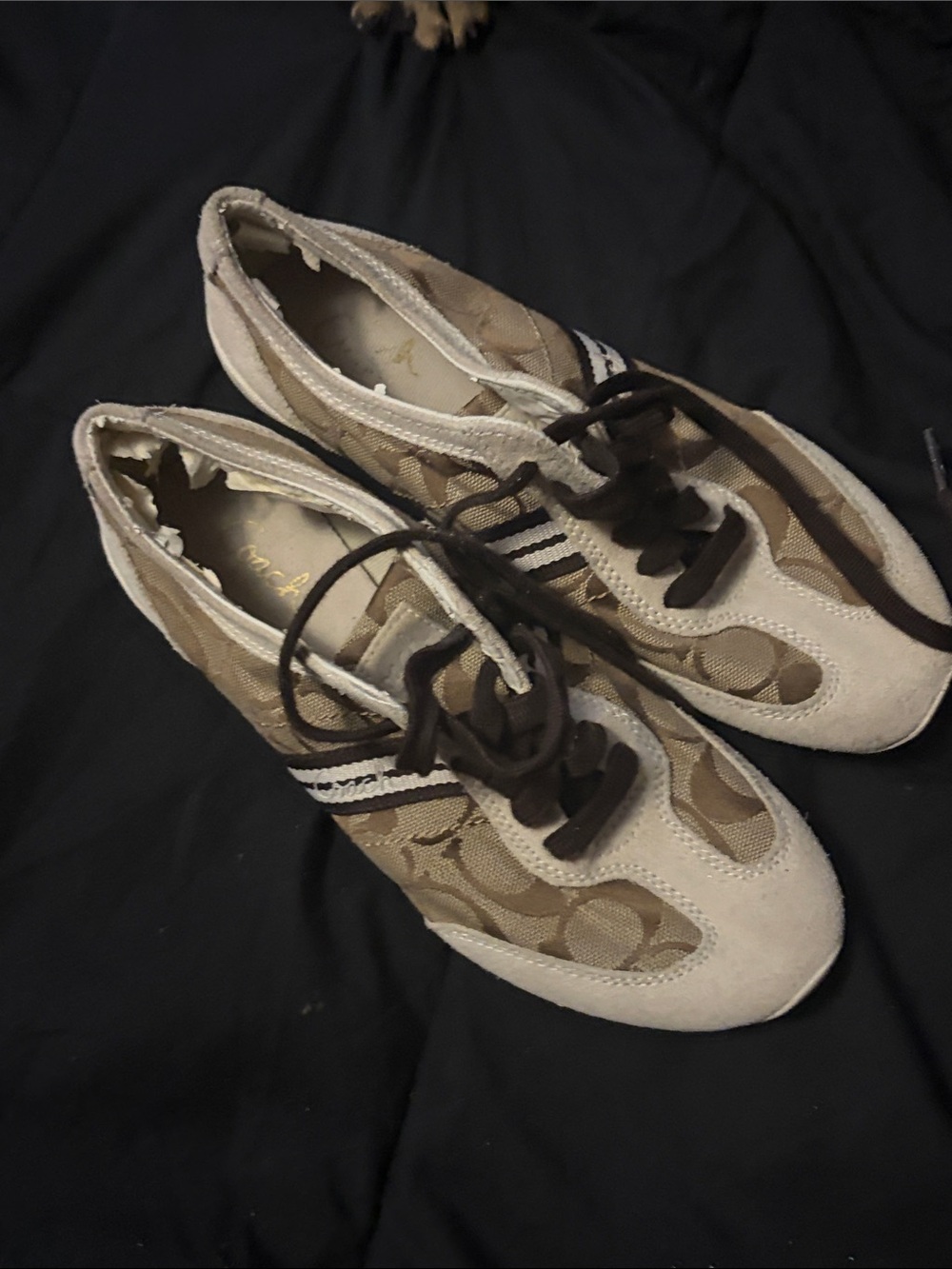 Coach Beige and Brown Signature Low-Top Sneakers